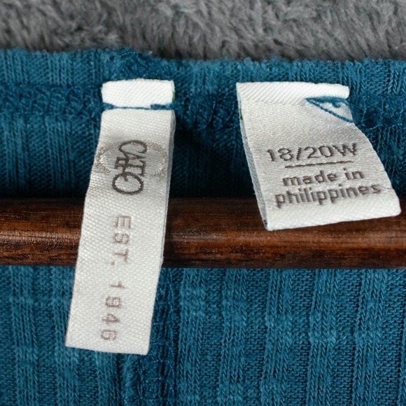 Cato Womens 18/20W‎ Ruched Drawstring Top Plus Size Ribbed Knit Teal V-Neck - Picture 3 of 8